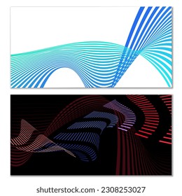 Wavy lines or ribbons. Multicolored striped gradient. Creative unusual background with abstract gradient wave lines for creating trendy banner, poster. Vector eps