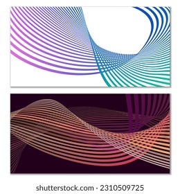 Wavy lines or ribbons. Multicolored striped gradient. Creative unusual background with abstract gradient wave lines for creating trendy banner, poster. Vector eps