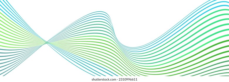 Líneas onduladas o cintas. Gradiente de rayas multicolor. Fondo creativo inusual con líneas de onda de gradiente abstracto para crear banner de moda, afiche. Pasos vectoriales