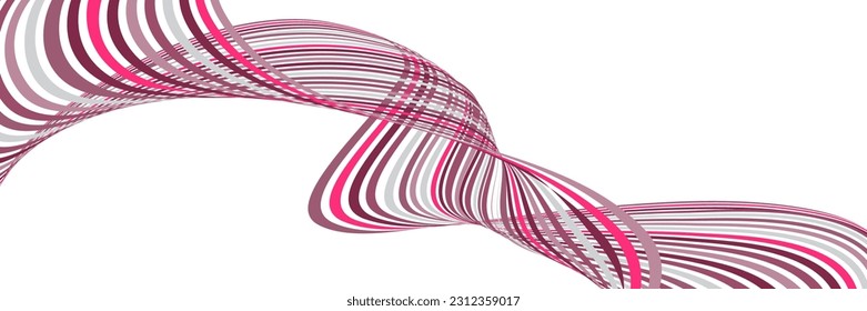 Wavy lines or ribbons. Multicolored striped gradient. Creative unusual background with abstract gradient wave lines for creating trendy banner, poster. Vector eps
