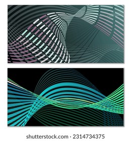 Wavy lines or ribbons. Multicolored striped gradient. Creative unusual background with abstract gradient wave lines for creating trendy banner, poster. Vector eps