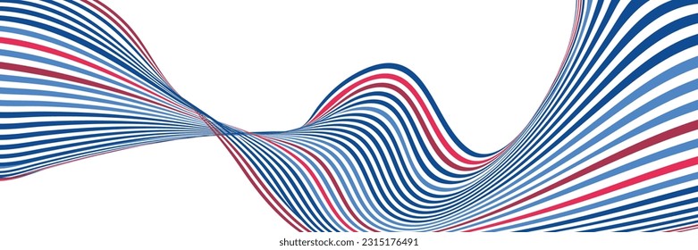 Wavy lines or ribbons. Multicolored striped gradient. Creative unusual background with abstract gradient wave lines for creating trendy banner, poster. Vector eps