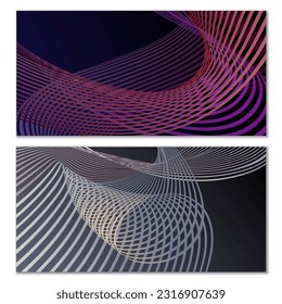 Wavy lines or ribbons. Multicolored striped gradient. Creative unusual background with abstract gradient wave lines for creating trendy banner, poster. Vector eps