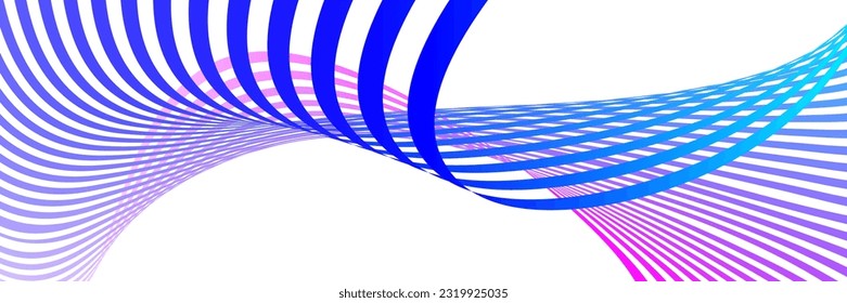 Líneas onduladas o cintas. Gradiente de rayas multicolor. Fondo creativo inusual con líneas de onda de gradiente abstracto para crear banner de moda, afiche. Pasos vectoriales