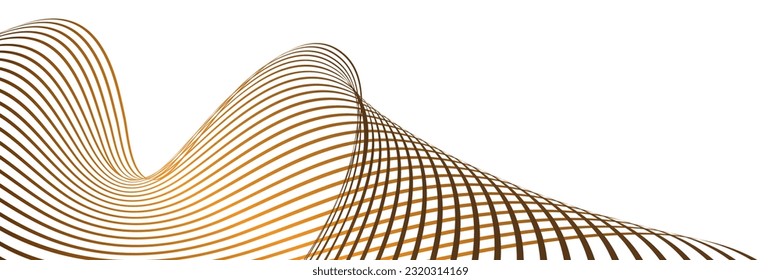 Wavy lines or ribbons. Multicolored striped gradient. Creative unusual background with abstract gradient wave lines for creating trendy banner, poster. Vector eps