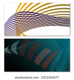 Wavy lines or ribbons. Multicolored striped gradient. Creative unusual background with abstract gradient wave lines for creating trendy banner, poster. Vector eps