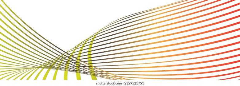 Wavy lines or ribbons. Multicolored striped gradient. Creative unusual background with abstract gradient wave lines for creating trendy banner, poster. Vector eps