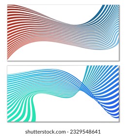 Wavy lines or ribbons. Multicolored striped gradient. Creative unusual background with abstract gradient wave lines for creating trendy banner, poster. Vector eps
