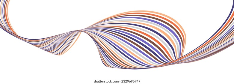 Wavy lines or ribbons. Multicolored striped gradient. Creative unusual background with abstract gradient wave lines for creating trendy banner, poster. Vector eps