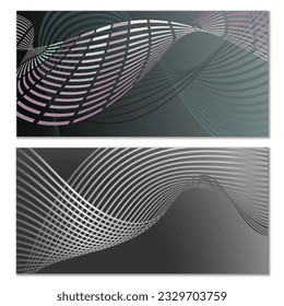 Wavy lines or ribbons. Multicolored striped gradient. Creative unusual background with abstract gradient wave lines for creating trendy banner, poster. Vector eps