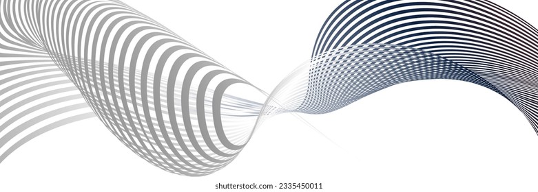 Wavy lines or ribbons. Multicolored striped gradient. Creative unusual background with abstract gradient wave lines for creating trendy banner, poster. Vector eps