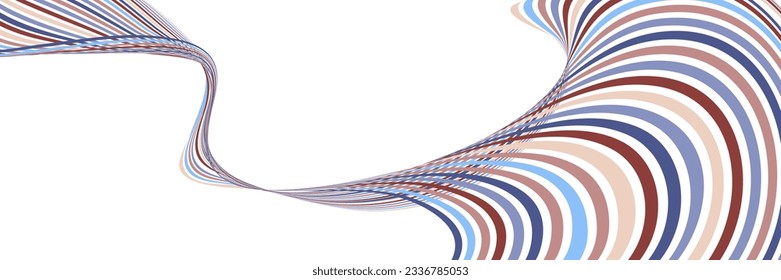 Líneas onduladas o cintas. Gradiente de rayas multicolor. Fondo creativo inusual con líneas de onda de gradiente abstracto para crear banner de moda, afiche. Pasos vectoriales