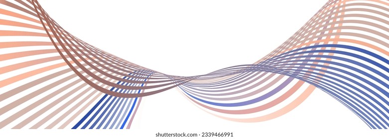 Wavy lines or ribbons. Multicolored striped gradient. Creative unusual background with abstract gradient wave lines for creating trendy banner, poster. Vector eps