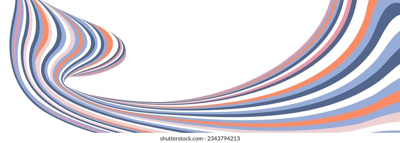 Wavy lines or ribbons. Multicolored striped gradient. Creative unusual background with abstract gradient wave lines for creating trendy banner, poster. Vector eps