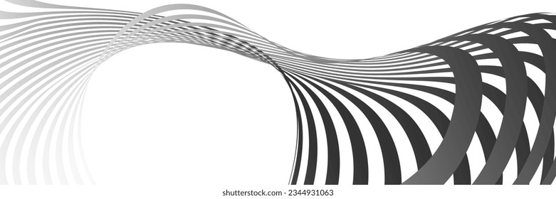 Wavy lines or ribbons. Multicolored striped gradient. Creative unusual background with abstract gradient wave lines for creating trendy banner, poster. Vector eps