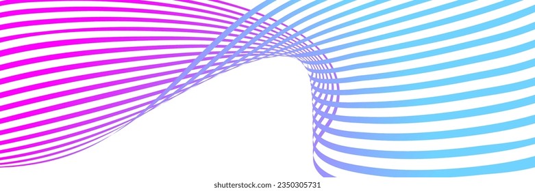 Líneas onduladas o cintas. Gradiente de rayas multicolor. Fondo creativo inusual con líneas de onda de gradiente abstracto para crear banner de moda, afiche. Pasos vectoriales