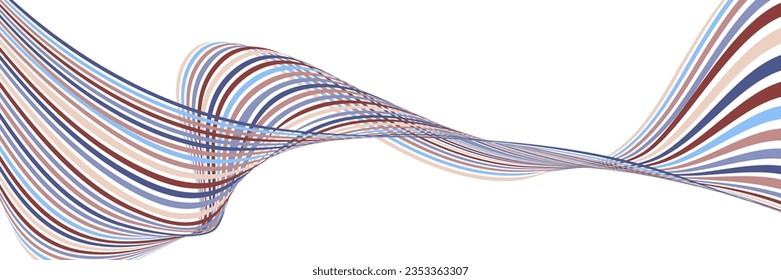 Líneas onduladas o cintas. Gradiente de rayas multicolor. Fondo creativo inusual con líneas de onda de gradiente abstracto para crear banner de moda, afiche. Pasos vectoriales