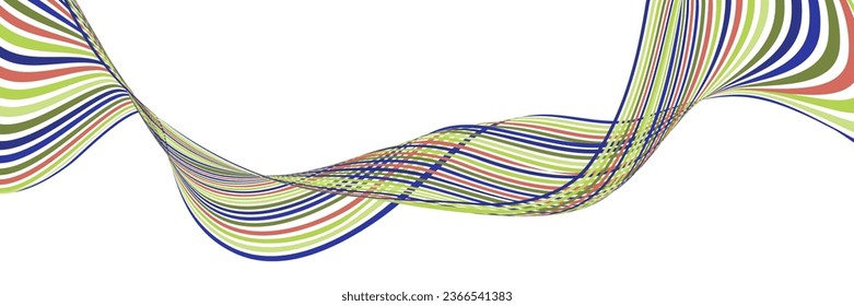 Wavy lines or ribbons. Multicolored striped gradient. Creative unusual background with abstract gradient wave lines for creating trendy banner, poster. Vector eps