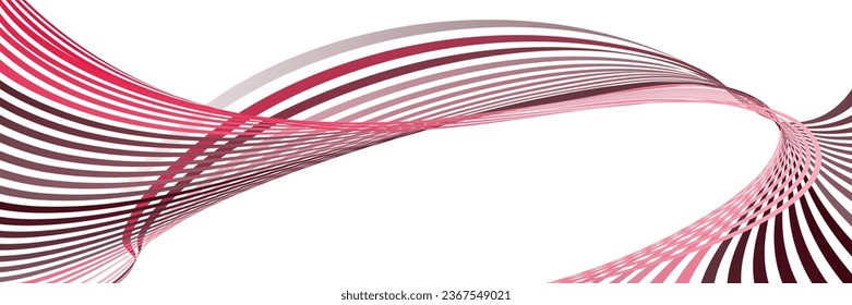 Wavy lines or ribbons. Multicolored striped gradient. Creative unusual background with abstract gradient wave lines for creating trendy banner, poster. Vector eps