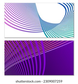 Wavy lines or ribbons on a white background. Installed. Multicolored striped gradient. Creative unusual background with abstract gradient wave lines for creating trendy banner, poster. Vector eps