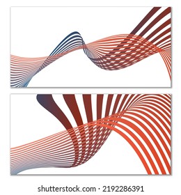 Líneas onduladas o cintas. Conjunto de 2 cubiertas. Tira multicolor. Creativo fondo inusual con líneas de onda abstractas para crear un cartel de moda, afiche. vectores