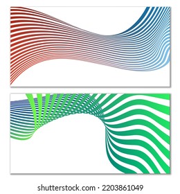 Líneas onduladas o cintas. Conjunto de 2 cubiertas. Tira multicolor. Creativo fondo inusual con líneas de onda abstractas para crear un cartel de moda, afiche. vectores