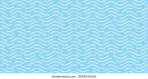 Wavy lines, sea waves stylization, seamless pattern, vector design