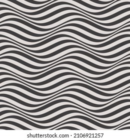 Wavy Lines Seamless Background in Black and White Color. Vector Tileable pattern.