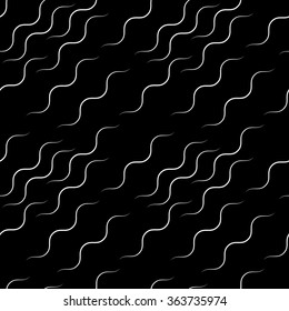 Wavy lines seamless pattern. Abstract monochrome vector background, repeatable