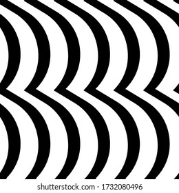 Wavy lines seamless pattern. Angled jagged stripes ornament. Linear waves motif. Curves print. Striped background. Tilted broken line shapes wallpaper. Slanted zigzag stripe figures. Vector artwork.