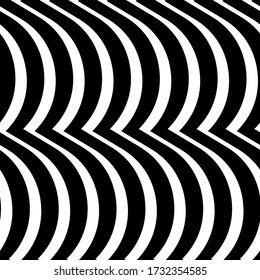 Wavy lines seamless pattern. Angled jagged stripes ornament. Linear waves motif. Curves print. Striped background. Tilted broken line shapes wallpaper. Slanted zigzag stripe figures. Vector artwork.