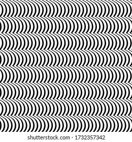 Wavy lines seamless pattern. Angled jagged stripes ornament. Linear waves motif. Curves print. Striped background. Tilted broken line shapes wallpaper. Slanted zigzag stripe figures. Vector artwork.