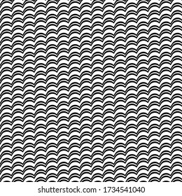Wavy lines seamless pattern. Angled jagged stripes ornament. Linear waves motif. Curves print. Striped background. Tilted broken line shapes wallpaper. Slanted zigzag stripe figures. Vector artwork
