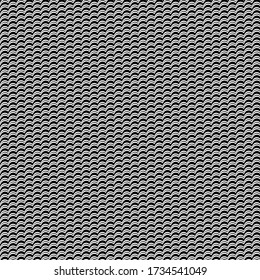 Wavy lines seamless pattern. Angled jagged stripes ornament. Linear waves motif. Curves print. Striped background. Tilted broken line shapes wallpaper. Slanted zigzag stripe figures. Vector work.