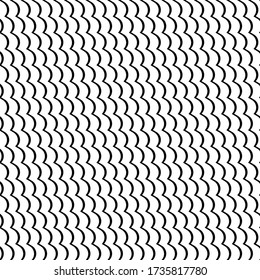 Wavy lines seamless pattern. Angled jagged stripes ornament. Linear waves motif. Diagonal curves print. Striped background. Tilted broken line shapes wallpaper. Slanted zigzag stripe figures. Vector.