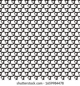 Wavy lines. Seamless pattern.  Black on white.Vector illustration.
