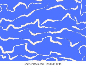 Wavy lines seamless pattern. Template ink drawing ornate zebra stripes pattern. Dry brush stroke, hand draw vector grunge illustration.