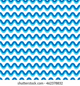 Wavy lines seamless repeatable pattern in aqua, blue colors