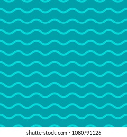 Wavy lines. seamless texture with light blue rolling lines on blue background. Vector illustration. Marine wallpaper. Sea backdrop