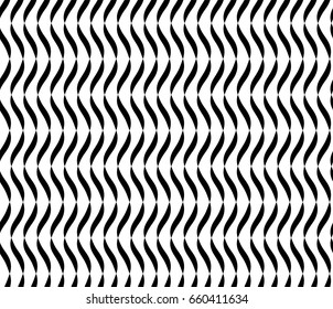 Wavy Lines Seamless Vector Abstract Background. Black And White Wavy Lines Abstract Pattern