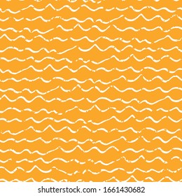 Wavy lines seamless vector pattern background. Irregular doodle style horizontal stripe backdrop with grunge texture. Linear geometric all over print. Hot summer beach vacation resort concept