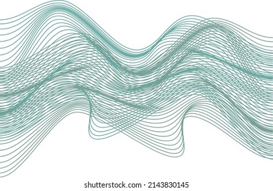 Wavy lines set, dinamic design element, blend waves, smooth curves, waveform, music wave. Vector abstract element