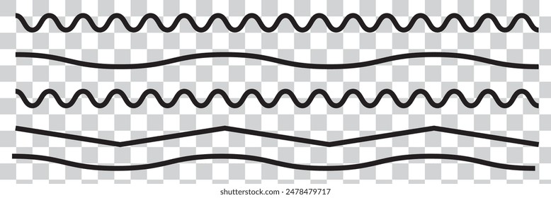 Wellenlinien. Horizontale Wellenlinien. Wellenförmige Zickzacklinien. Zick-Zack-Vektorgrafik Elemente