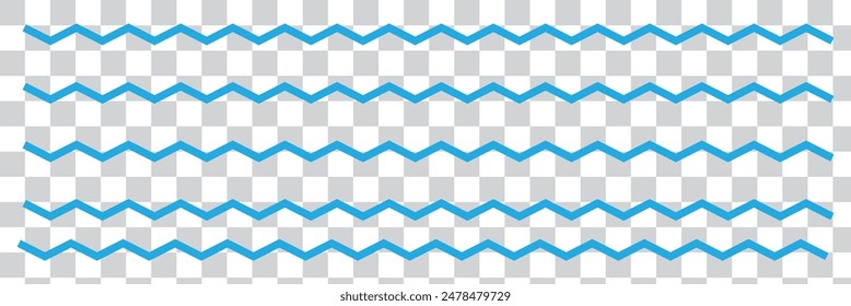 Wavy lines. Set of wavy horizontal lines. Wavy zigzag lines. Zig-zag vector elements