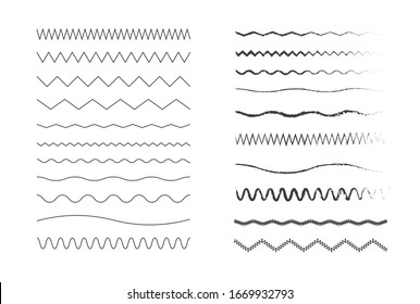 Wavy lines. Set of ink strokes. Vector illustration.