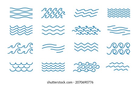 Wavy lines. Simple curves. Water surfaces signs