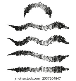Wavy lines sketch. Hand-drawn abstract waves. Black ink illustration. Dynamic water symbol.