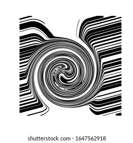 wavy lines with spiral effect,halftone monochrome vector design element, isolated.