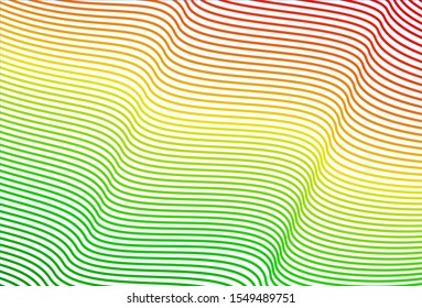 Wavy lines such as the flag cloth. Red, yellow and green as the Guinea flag