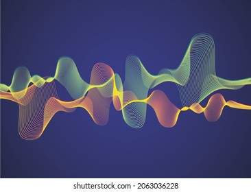 Wavy lines  swirling in a fast motion. Background with color sound wave from equalizer. Vector illustration.